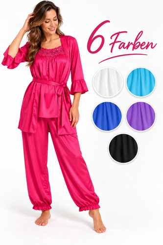 Damen pyjama set teilig - damen, 3-teilig