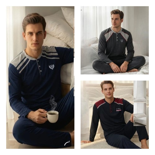 Herren pyjama schlafanzug lang - herren,