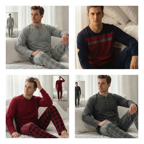 Herren pyjama schlafanzug - schlafanzug, lang